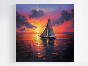 Poszter Víz Tenger Hajó Vitorlás Yacht Naplemente 40x40