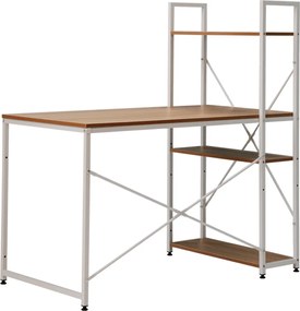 Számítógépasztal/többfunkciós praktikus asztal, tölgy/fehér, VEINA