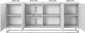 Asha komód 200 cm négyajtós - kasmír / fekete láb