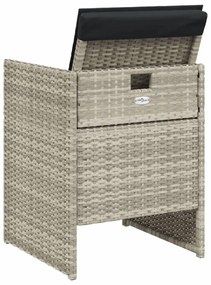 4 db világosszürke polyrattan kerti szék párnával