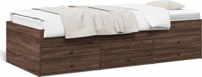 vidaXL barna tölgy kanapéágy fiókkal matrac nélkül 90x200 cm