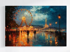 Poszter Város Párizs Éjszaka Lunapark Óriáskerék 120x80