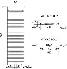 Mexen Ares, elektromos fűtőelem 1500x500 mm + fűtőrúd 600 W, arany fényes, W102-1500-500-2600-50