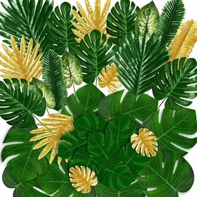 Mesterséges Levelek Monstery Nagy Szett 78 db Zöld Arany