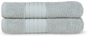 Világosszürke frottír pamut fürdőlepedő szett 2 db-os 70x140 cm – Good Morning