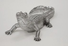 Tropical ezüst színű műanyag krokodil szobor 12x34x16.5cm