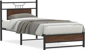 vidaXL barna tölgy színű szerelt fa ágykeret matrac nélkül 90x200 cm