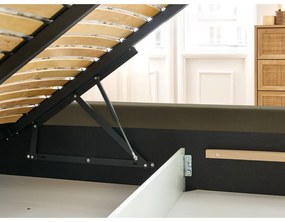 Sötétzöld kárpitozott franciaágy tárolóhellyel, ágyráccsal 160x200 cm Jagna – Bobochic Paris