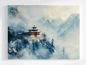Vászonkép Canvas Buddhista Templom Hegyek Köd Tájkép 80x60