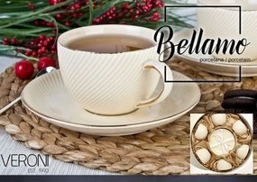 Bellamo porceláncsésze+alj 230ml,6 személyes, dobozban