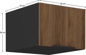 Felső szekrény, okapi dió/fekete, MENZO 50 NAGU-36 1F