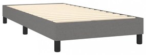 sötétszürke szövet rugós és LED-es ágy matraccal 90x200 cm