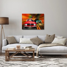 Üveg kép - Retro versenyautók (70x50 cm)