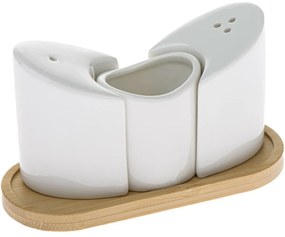 Porcelain salt and pepper shakers with coasterWings