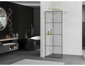 Mexen Kioto zuhanyparaván 80x200 cm 8 mm, arany profil, üveg fekete mintás 1, 800-080-101-01-77