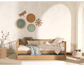 Natúr színű tölgyfa ágyneműtartós gyerekágy kihúzható pótággyal 90x200 cm Forrest – Vipack