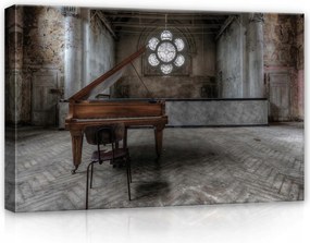 Vászonkép 60x40 Elhagyatott csend melankólia nosztalgia régi zongora romok