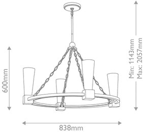 Elstead KRISTY4-DG-OPAL - Rúdra szerelt KRISTY csillár 4xE27/40W/230V, rézszínű