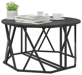 Fekete Oak Kávézóasztal 80x80x42 cm Mérnöki Fa