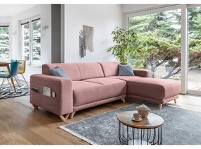 Rózsaszín kinyitható-tárolóhelyes sarokkanapé Classy Sophie – Miuform