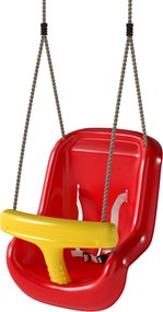 AIYAPLAY kisgyermek hinta magas háttámlával és T-biztonsági rúddal, állítható kötél — beltéri/kültéri, piros | Aosom