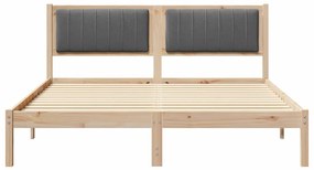 Ágykeret Kárpitozott Fejtámlával Sötétszürke 160 x 200 cm