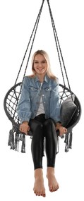 Függő szék, pamut+fém/szürke, AMADO 2 NEW