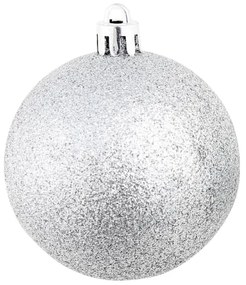 100 darabos ezüstszínű karácsonyi gömb készlet 3/4/6 cm