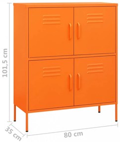 narancssárga acél tárolószekrény 80 x 35 x 101,5 cm
