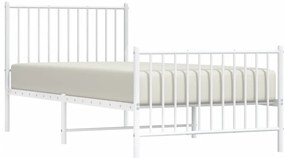 fehér fém ágykeret fej- és lábtámlával 90x200 cm