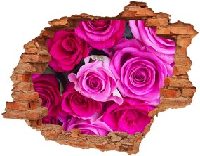3d fali matrica lyuk a falban Egy csokor rózsaszín rózsa nd-c-119338760