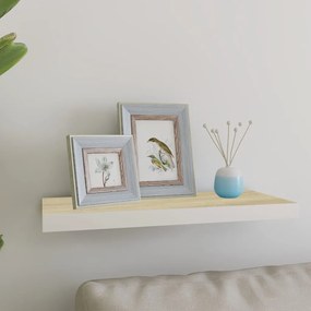 tölgyszínű és fehér MDF lebegő fali polc 60 x 23,5 x 3,8 cm