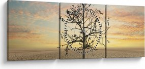 Kép - fa a sivatagban (órával) (90x30 cm)