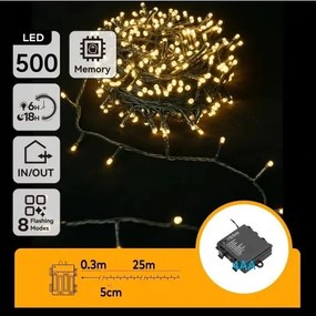 Aigostar - LED kültéri karácsonyi fényfüzér 500xLED/8 funkciós 4xAA 25,3 m meleg fehér