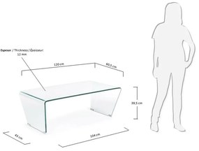 Üveg dohányzóasztal 60x120 cm Burano – Kave Home