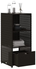 fekete polyrattan kerti tárolószekrény 50 x 55 x 115 cm