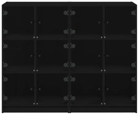 fekete szerelt fa könyvespolc ajtóval 136 x 37 x 109 cm