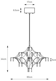 Markslöjd 108869 - LED Dimmelhető kristálycsillár zsinóron EFESOS LED/14W/230V átm. 60 cm
