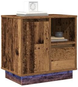 éjjeli szekrény LED lámpákkal 2 db Régi Fa 50x34,5x50 cm