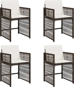 vidaXL 4 db barna polyrattan kerti szék párnával