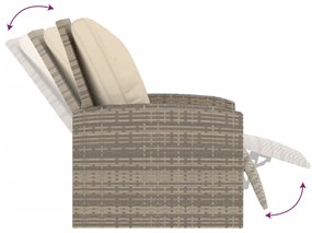 világosbarna polyrattan dönthető kerti szék párnákkal