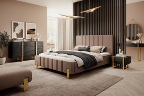 Verica modern konzolasztal / fésülködőasztal 120 cm fém lábakkal - fekete beton / arany lábak