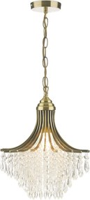 DAR LIGHTING SUR0108 SURI Kristály Függesztett Lámpa Antik Sárgaréz, Átlátszó E27 IP20