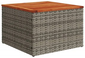 szürke polyrattan és akácfa kerti asztal 55 x 55 x 37 cm