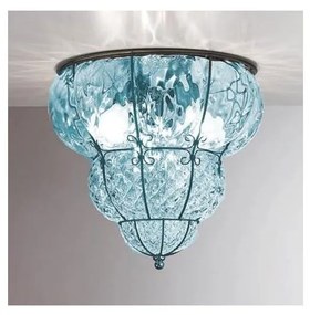 SIRU-Mennyezeti lámpa CLASSIC 3xE14/40W/230V átm. 25 cm kék/fekete Velencei üveg