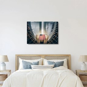 Építkezés az USA zászlóval képe (üvegen) (70x50 cm)