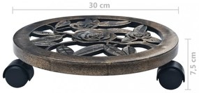 6 db bronzszínű gurulós műanyag virágtartó 30 cm