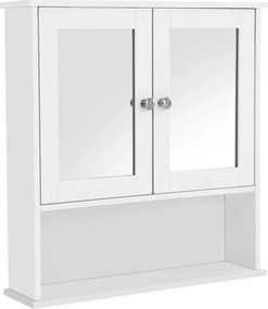Fali dupla tükrös fürdőszoba szekrény, fehér 56x13x58cm