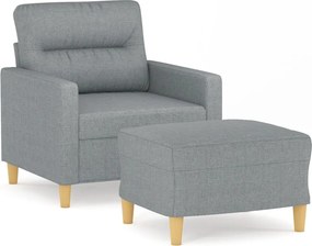 vidaXL világosszürke szövet kanapéfotel lábtartóval 60 cm