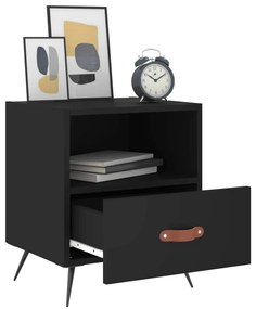 2 db fekete szerelt fa és vas éjjeliszekrény 40 x 35 x 47,5 cm